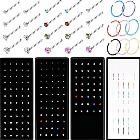 Multicolor Nose Hoop Piercing Jewelry NWT Multicolor 1.8mm Stainless Steal - Picture 11 of 12